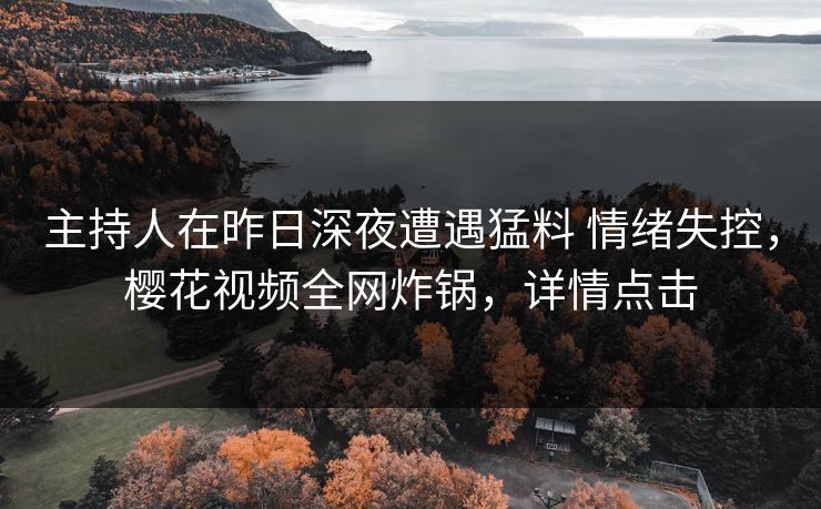 主持人在昨日深夜遭遇猛料 情绪失控，樱花视频全网炸锅，详情点击